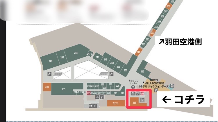 エレベーター前のコインロッカーの地図