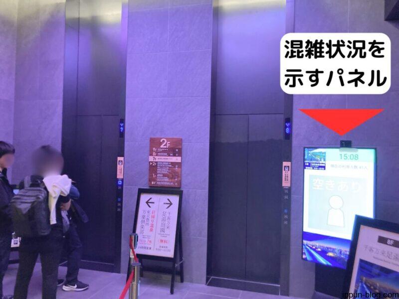 足湯庭園へ向かうエレベーターの外観