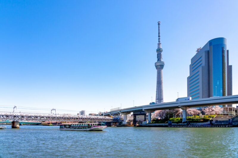 東京スカイツリー前を通る水上バス