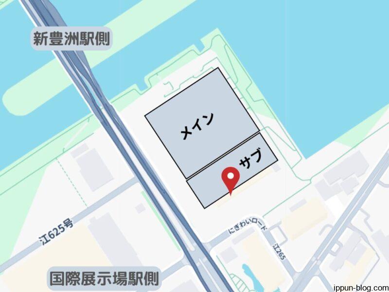 サブアリーナの出入口を指す地図