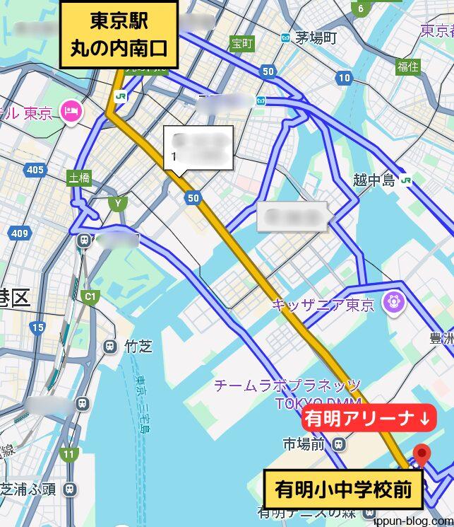 都営バス直通ルートの案内マップ